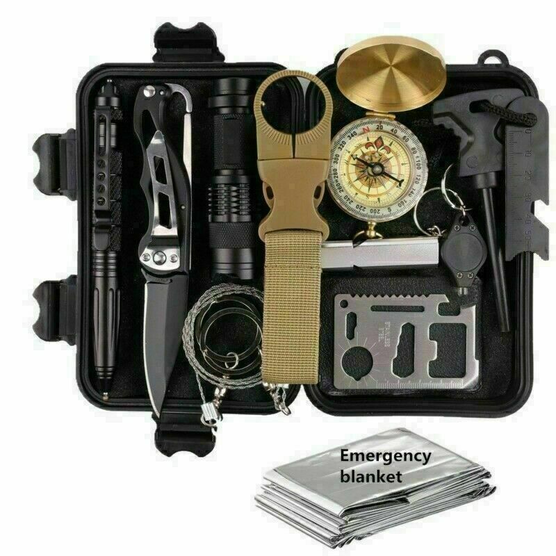 14 - In - 1 Outdoor Emergency Survival Kit Camping Hiking Tactical Gear Case Set Box - Cozy Home Life