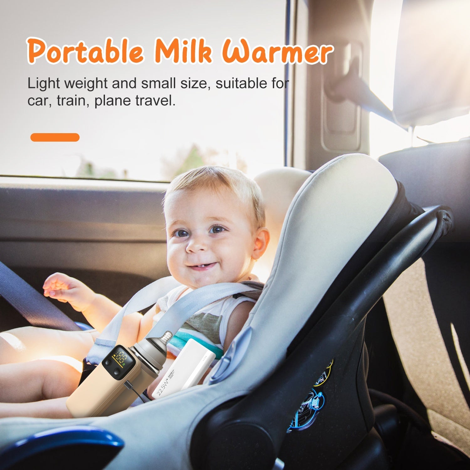 1Pc Portable Bottle Warmer With Night Light On The Go Baby Milk Warmer Milk Formula Warmer For Home Travel With 6 Heating Levels - Cozy Home Life