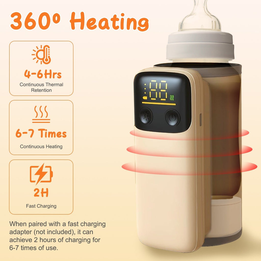1Pc Portable Bottle Warmer With Night Light On The Go Baby Milk Warmer Milk Formula Warmer For Home Travel With 6 Heating Levels - Cozy Home Life