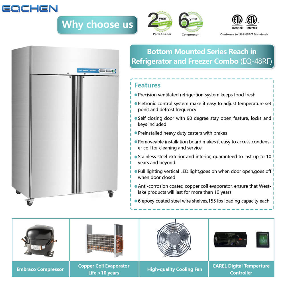 48 Inch 2 Door Commercial Grade Refrigerator And Freezer - Cozy Home Life