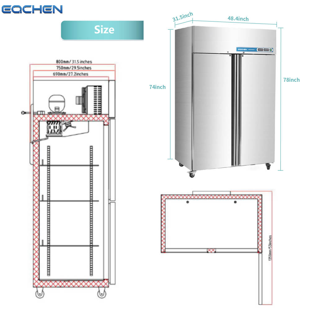 48 Inch 2 Door Commercial Grade Refrigerator And Freezer - Cozy Home Life