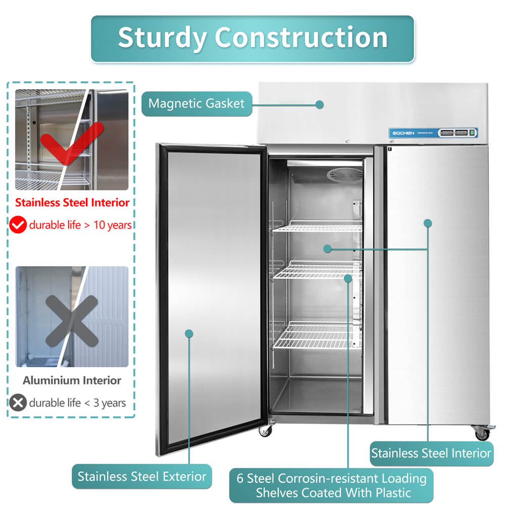 48 Inch 2 Door Commercial Grade Refrigerator And Freezer - Cozy Home Life