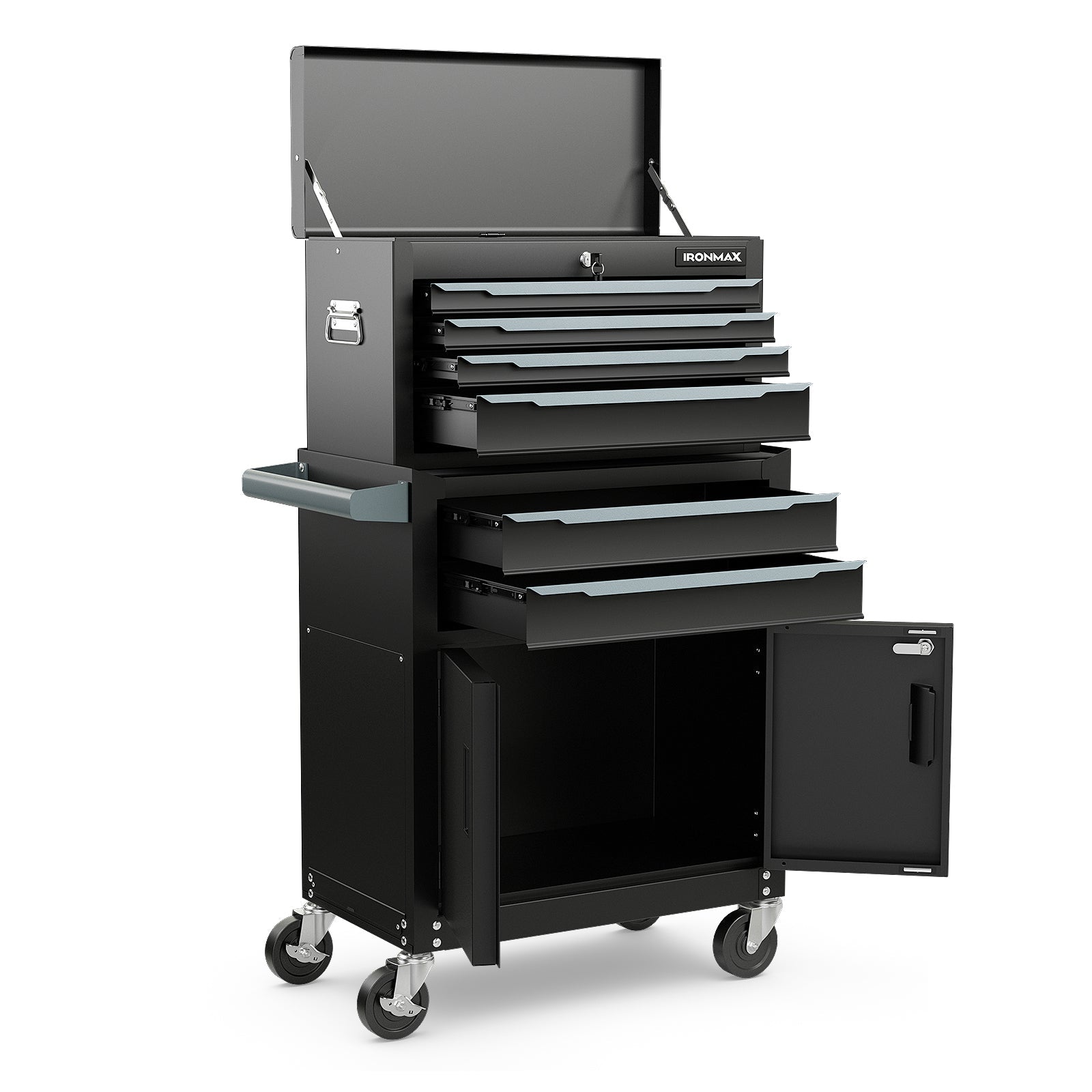 6 - Drawer Rolling Tool Storage Chest Cabinet with Universal Wheels and Hooks - Black - Cozy Home Life