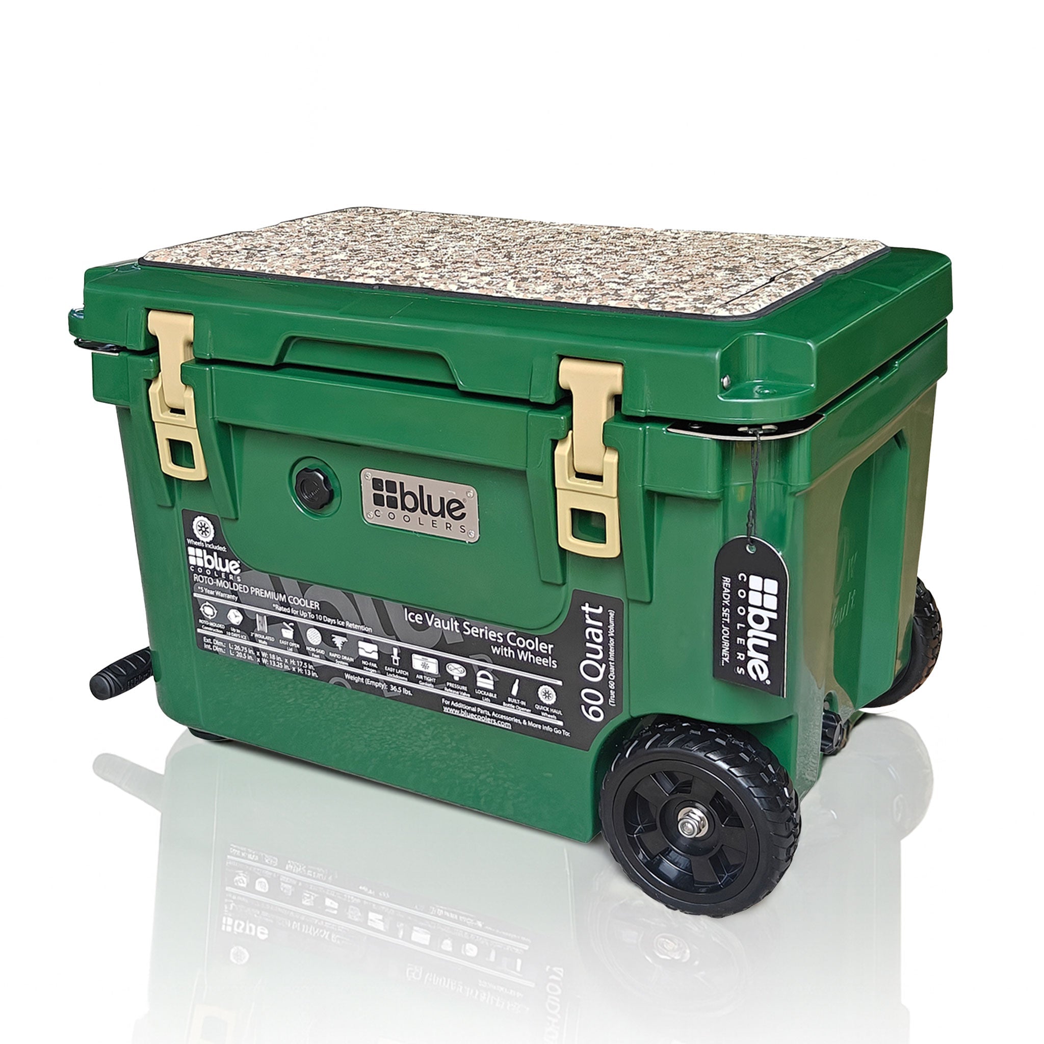 60 Quart Ice Vault Roto - Molded Cooler with Wheels - Cozy Home Life