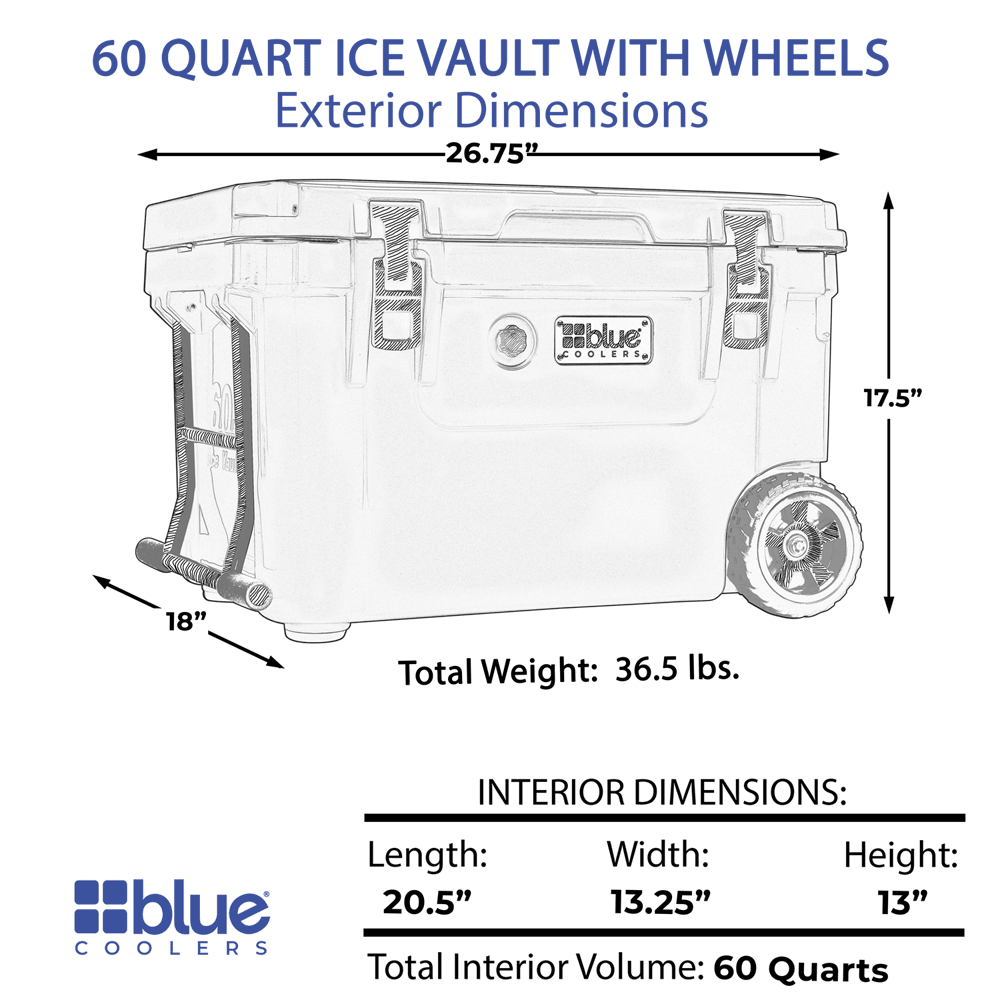 60 Quart Ice Vault Roto - Molded Cooler with Wheels - Cozy Home Life