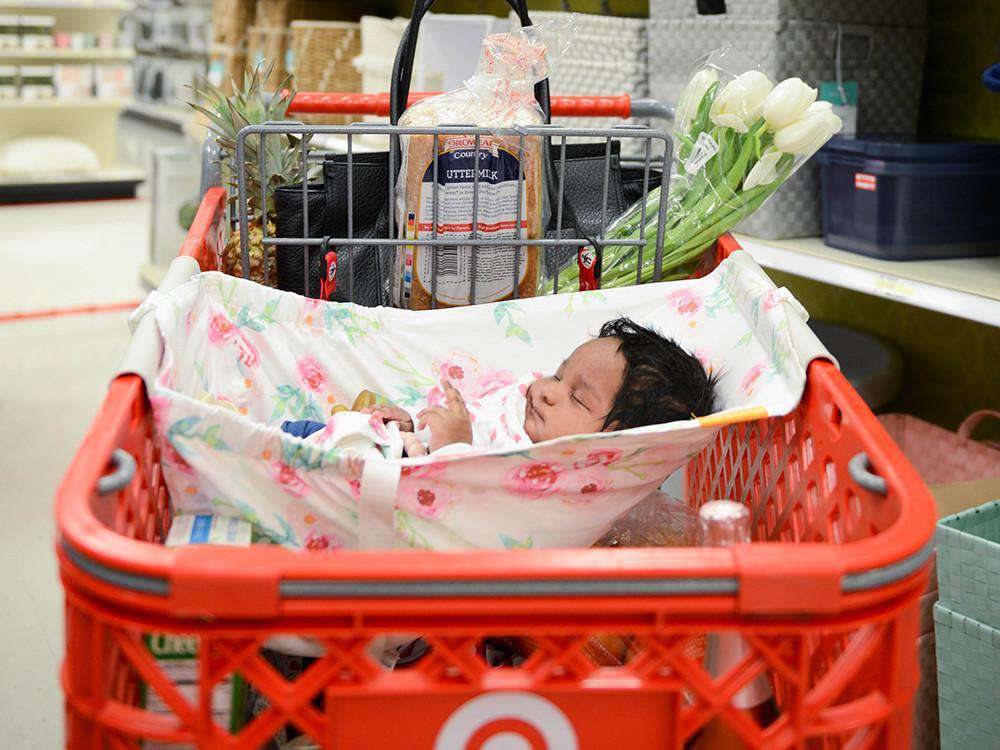 Baby Shopping Cart Hammock | Full Bloom Watercolor Floral Print - Cozy Home Life