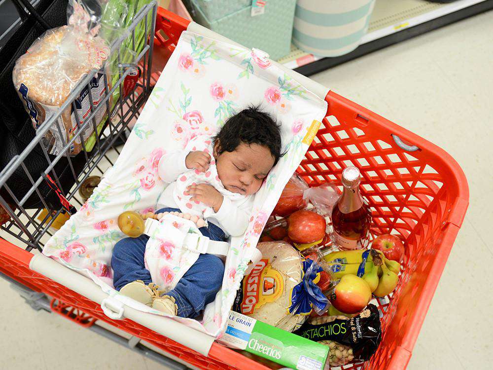 Baby Shopping Cart Hammock | Full Bloom Watercolor Floral Print - Cozy Home Life
