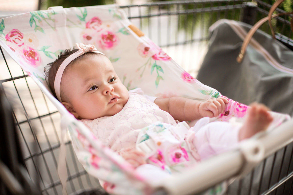 Baby Shopping Cart Hammock | Full Bloom Watercolor Floral Print - Cozy Home Life