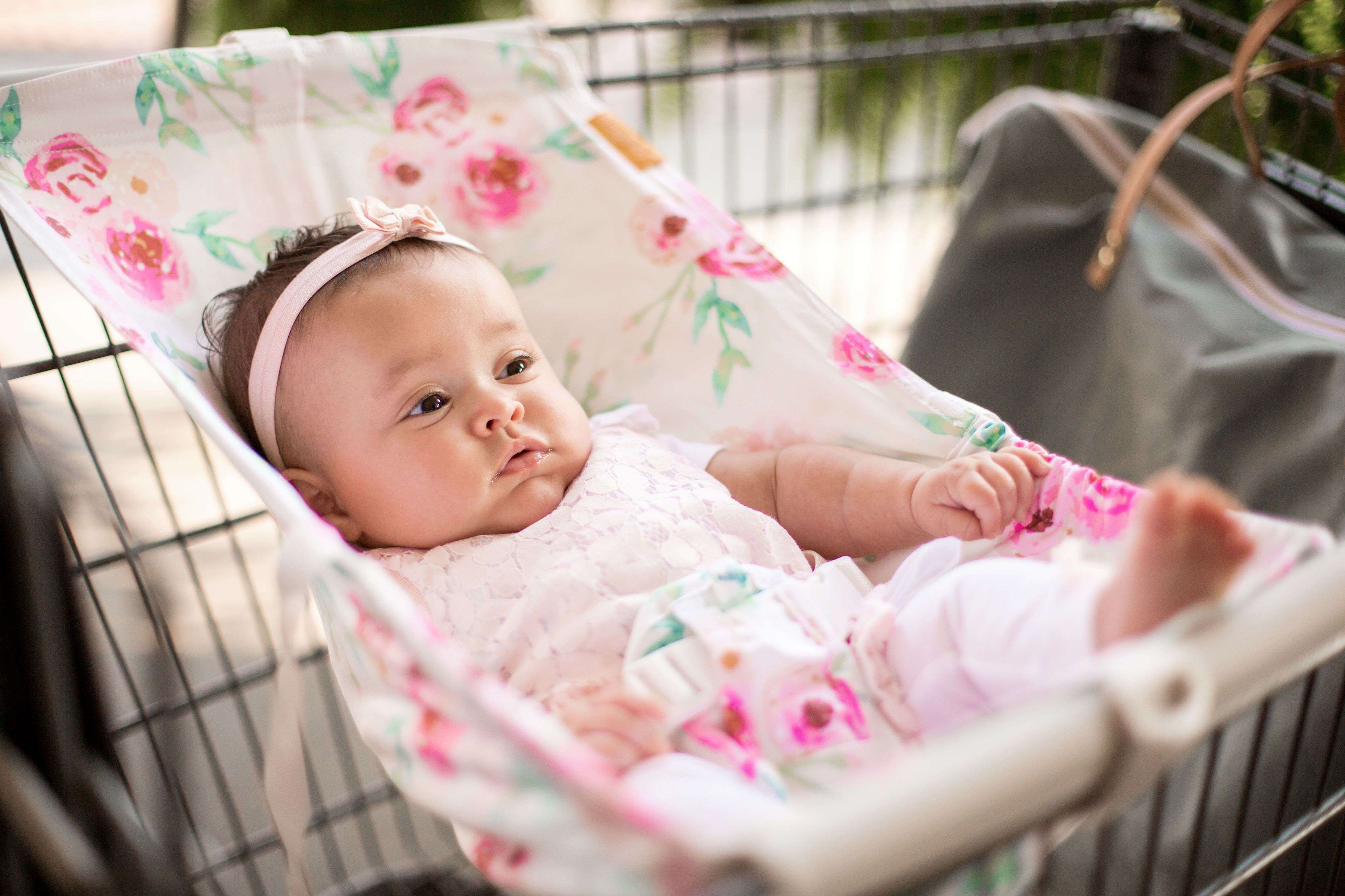 Baby Shopping Cart Hammock | Full Bloom Watercolor Floral Print - Cozy Home Life