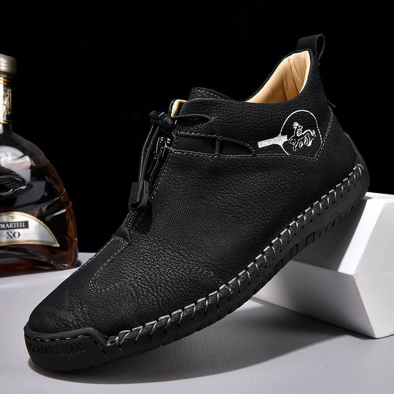 Casual Men's Leather Shoes Travel Middle - aged Doudou Light And Comfortable - Cozy Home Life