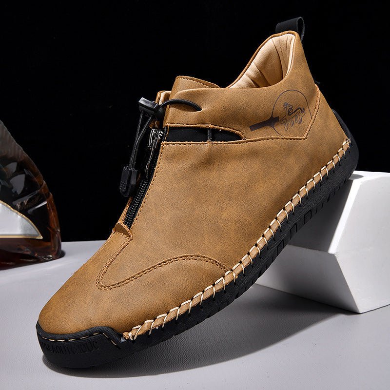 Casual Men's Leather Shoes Travel Middle - aged Doudou Light And Comfortable - Cozy Home Life