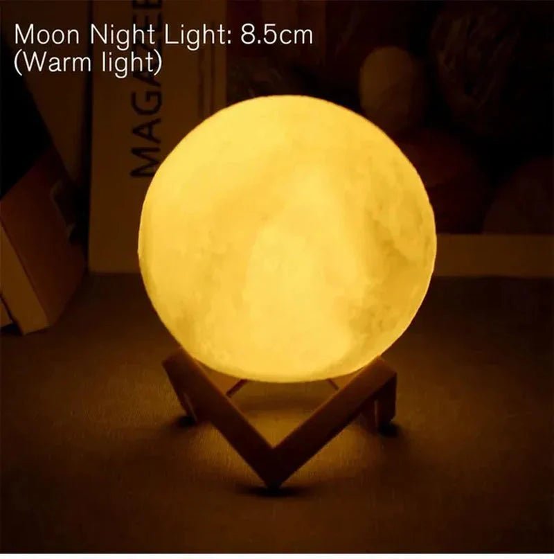 D5 Starry Moon Lamp 8Cm - LED Night Light with Stand, Perfect for Bedroom Decor and Gifts - Cozy Home Life