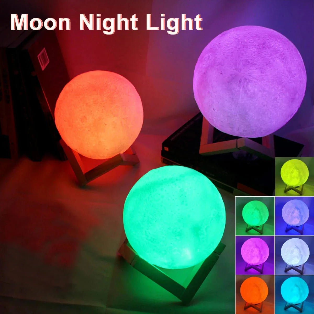D5 Starry Moon Lamp 8Cm - LED Night Light with Stand, Perfect for Bedroom Decor and Gifts - Cozy Home Life
