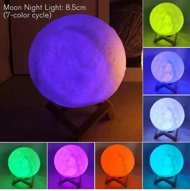 D5 Starry Moon Lamp 8Cm - LED Night Light with Stand, Perfect for Bedroom Decor and Gifts - Cozy Home Life
