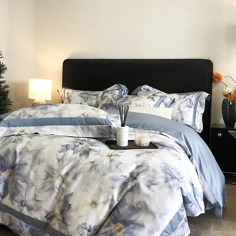 DecorBites™ Egyptian Cotton Bedding Set: King Queen Europe Sheet Duvet Cover Pillowcase - Cozy Home Life
