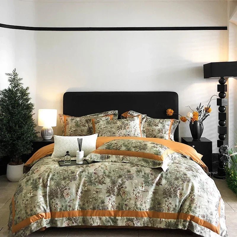 DecorBites™ Egyptian Cotton Bedding Set: King Queen Europe Sheet Duvet Cover Pillowcase - Cozy Home Life