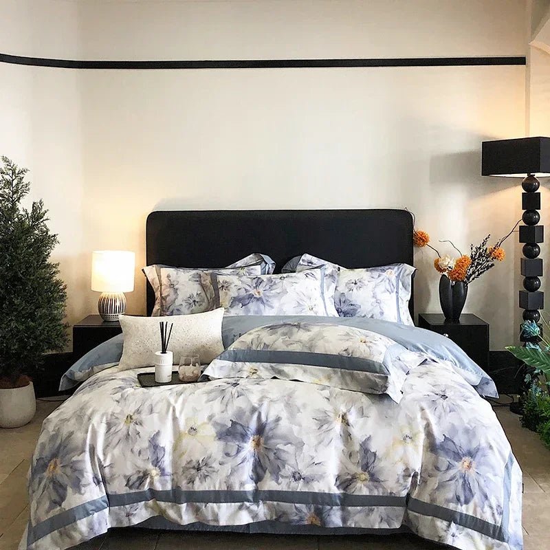 DecorBites™ Egyptian Cotton Bedding Set: King Queen Europe Sheet Duvet Cover Pillowcase - Cozy Home Life