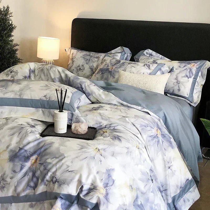 DecorBites™ Egyptian Cotton Bedding Set: King Queen Europe Sheet Duvet Cover Pillowcase - Cozy Home Life