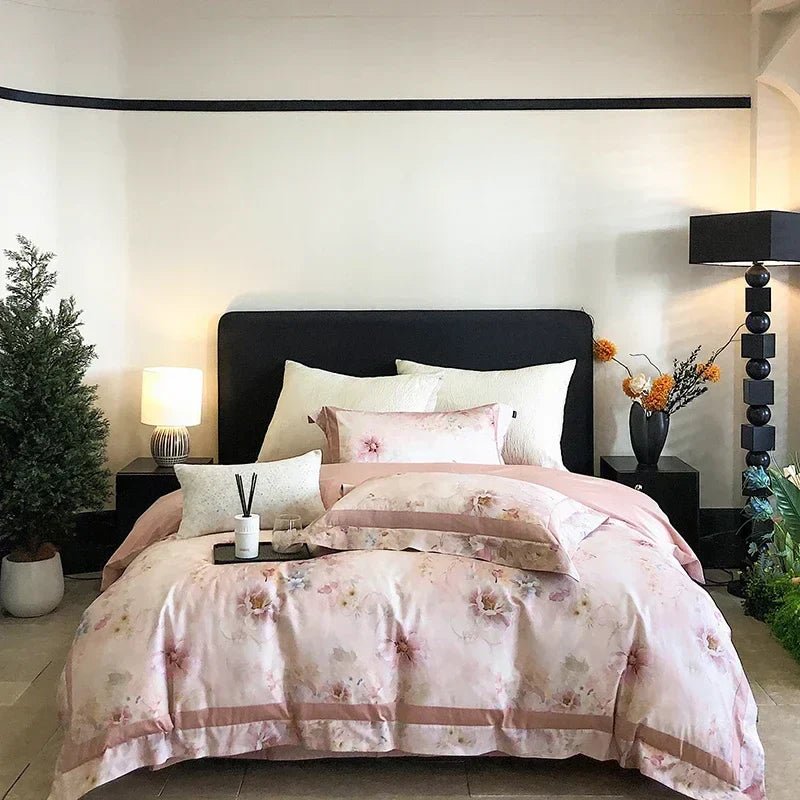 DecorBites™ Egyptian Cotton Bedding Set: King Queen Europe Sheet Duvet Cover Pillowcase - Cozy Home Life