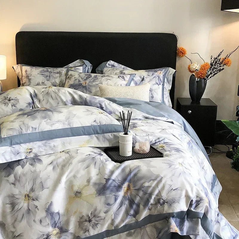 DecorBites™ Egyptian Cotton Bedding Set: King Queen Europe Sheet Duvet Cover Pillowcase - Cozy Home Life