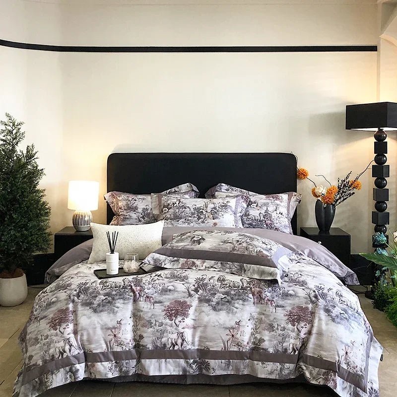 DecorBites™ Egyptian Cotton Bedding Set: King Queen Europe Sheet Duvet Cover Pillowcase - Cozy Home Life