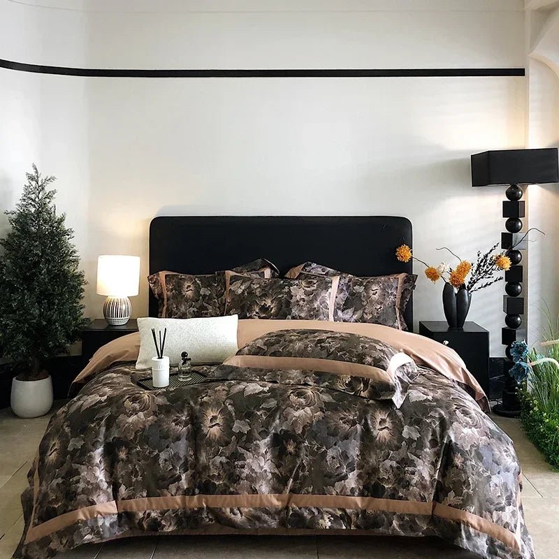 DecorBites™ Egyptian Cotton Bedding Set: King Queen Europe Sheet Duvet Cover Pillowcase - Cozy Home Life