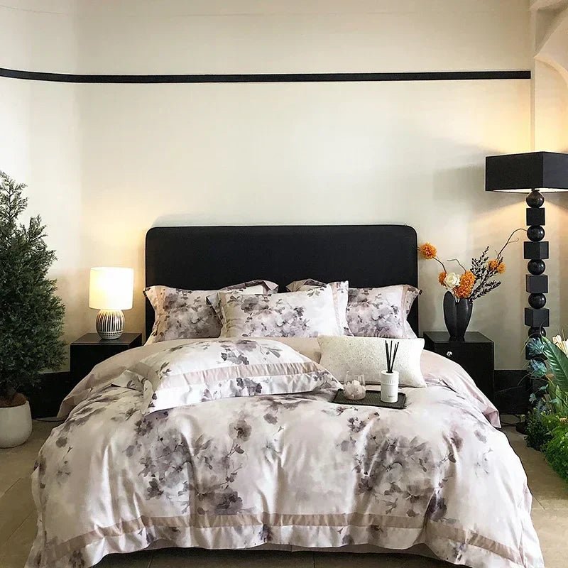 DecorBites™ Egyptian Cotton Bedding Set: King Queen Europe Sheet Duvet Cover Pillowcase - Cozy Home Life