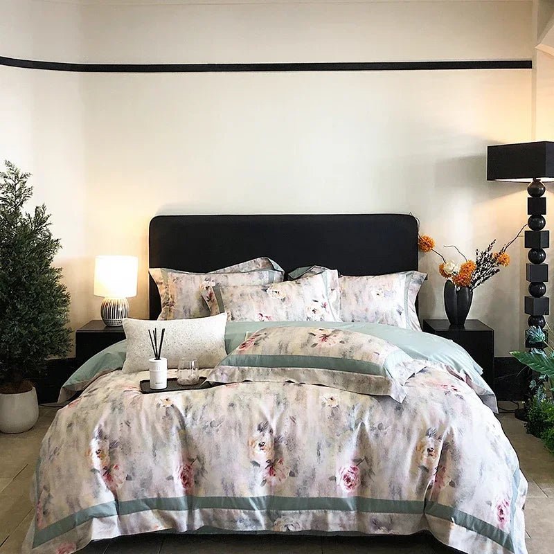 DecorBites™ Egyptian Cotton Bedding Set: King Queen Europe Sheet Duvet Cover Pillowcase - Cozy Home Life