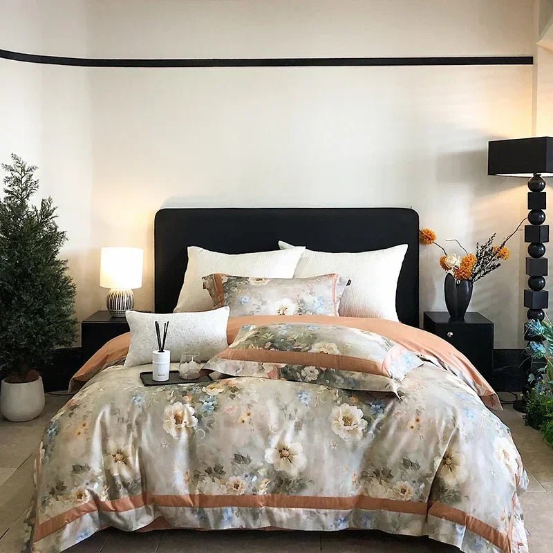 DecorBites™ Egyptian Cotton Bedding Set: King Queen Europe Sheet Duvet Cover Pillowcase - Cozy Home Life