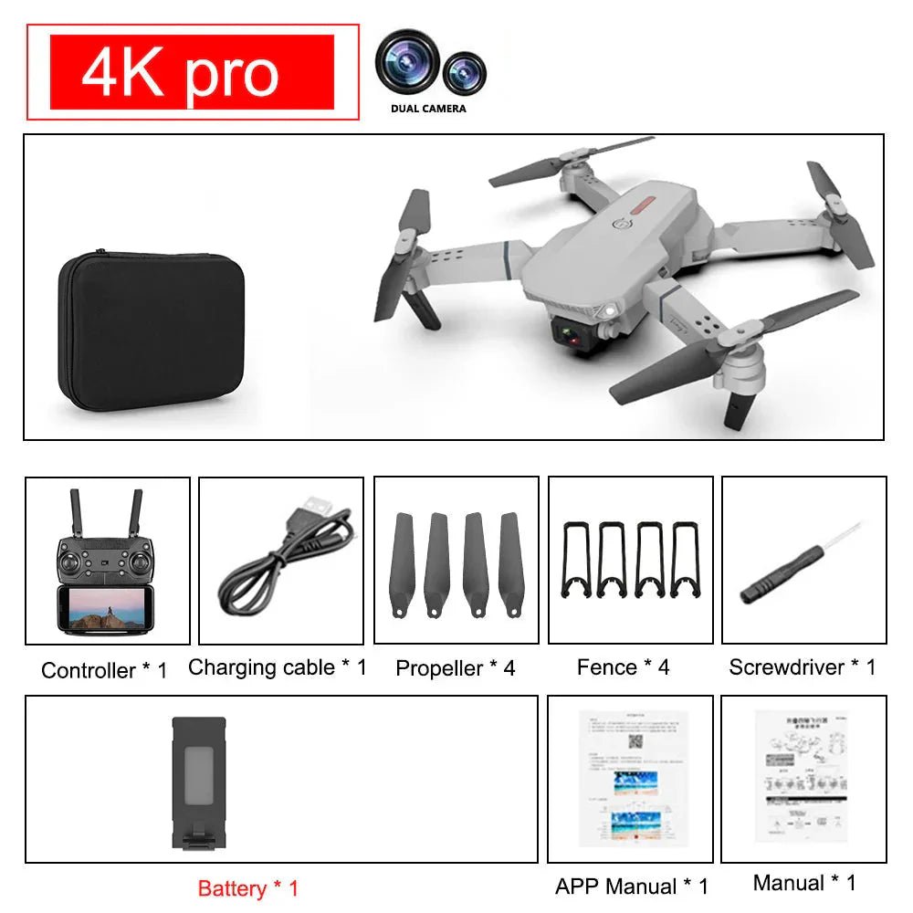 E88 Pro Foldable Quadcopter Drone - WIFI FPV, HD 4K Camera, Altitude Hold - Cozy Home Life