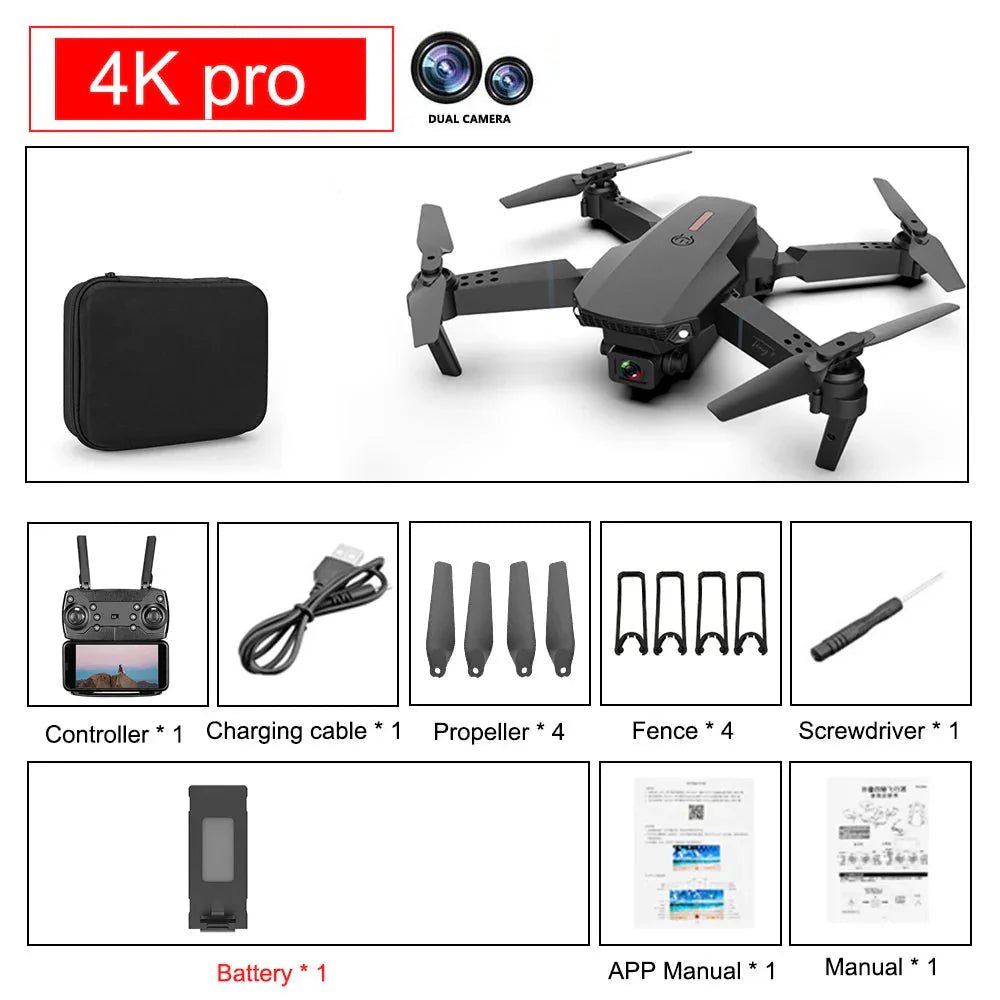 E88 Pro Foldable Quadcopter Drone - WIFI FPV, HD 4K Camera, Altitude Hold - Cozy Home Life