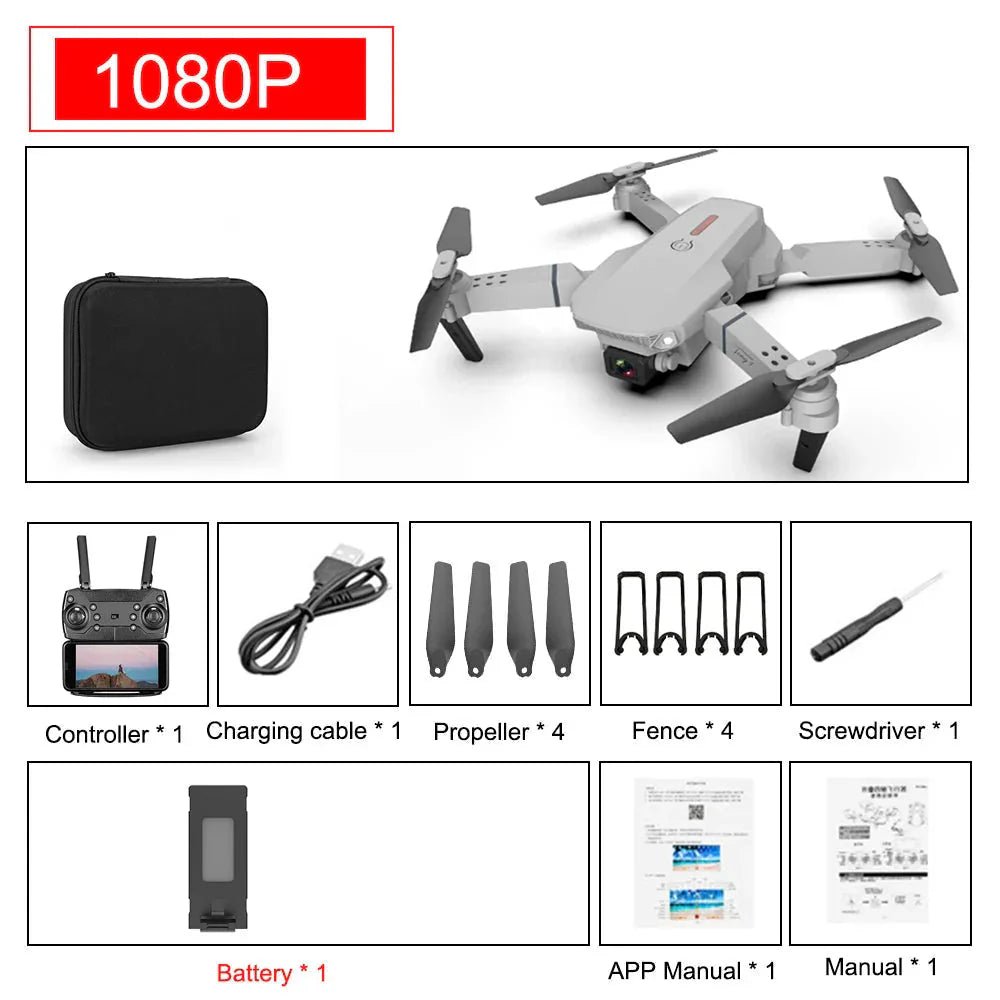 E88 Pro Foldable Quadcopter Drone - WIFI FPV, HD 4K Camera, Altitude Hold - Cozy Home Life