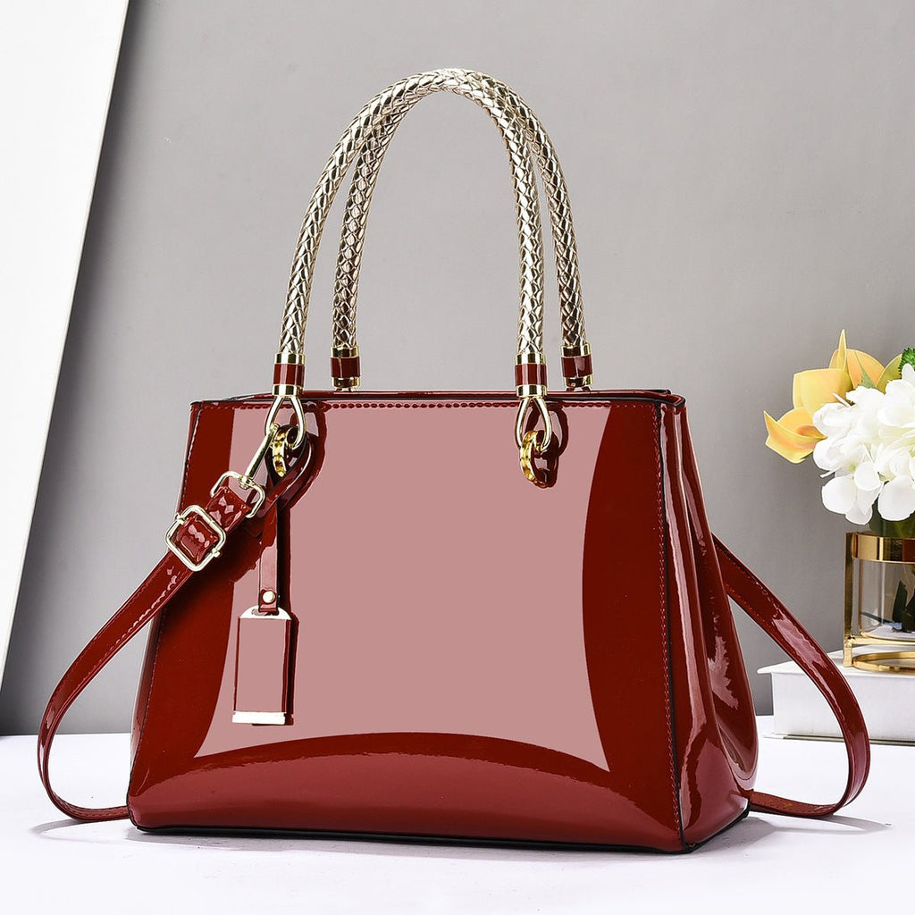 Fashionable Patent Leather Glossy Handbag Large - Capacity Casual Shoulder Crossbody Bag - Cozy Home Life