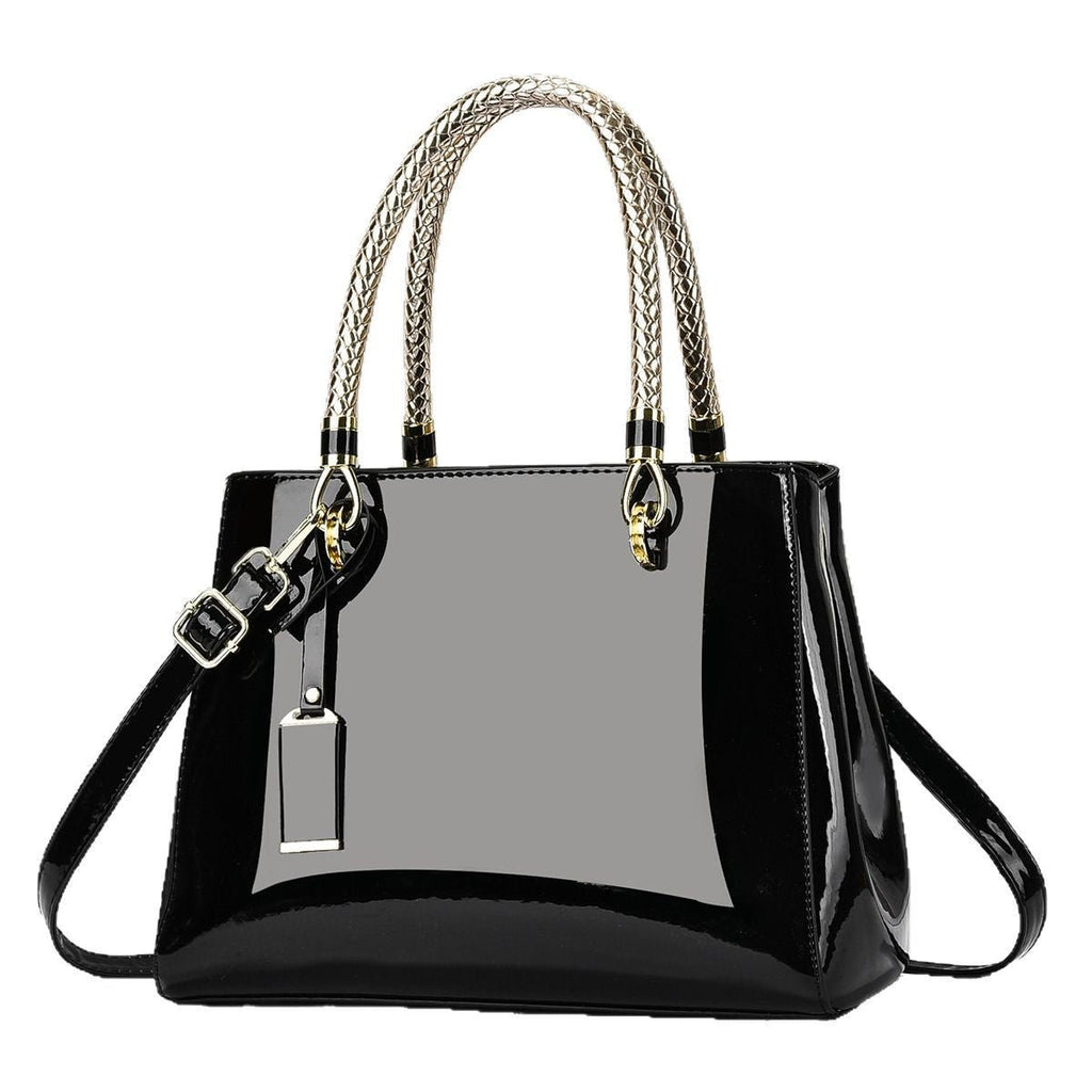 Fashionable Patent Leather Glossy Handbag Large - Capacity Casual Shoulder Crossbody Bag - Cozy Home Life