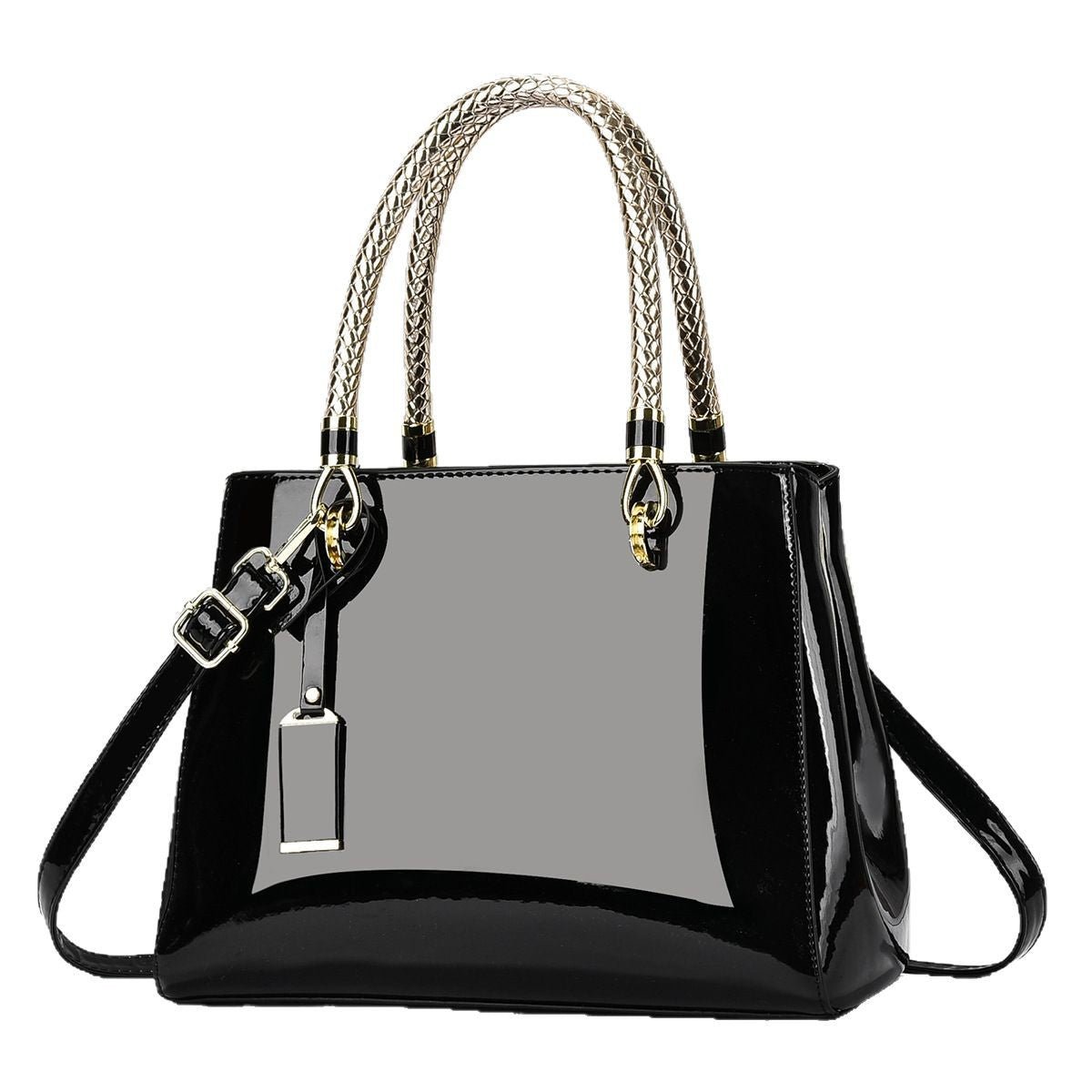 Fashionable Patent Leather Glossy Handbag Large - Capacity Casual Shoulder Crossbody Bag - Cozy Home Life
