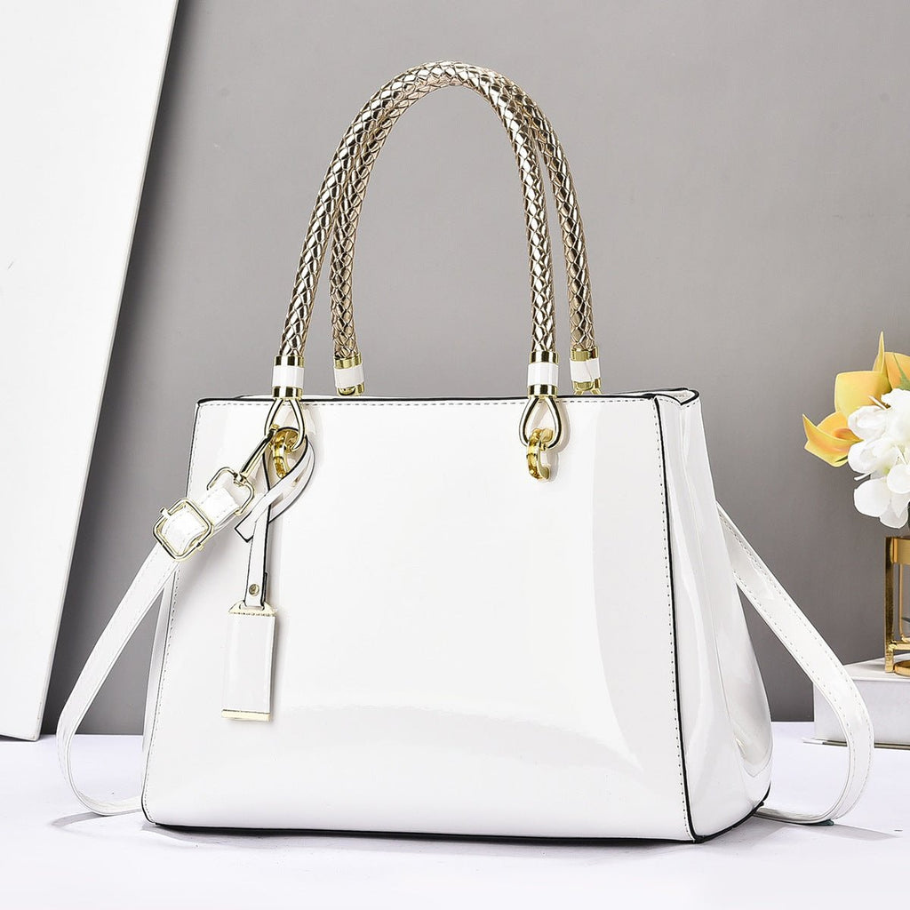 Fashionable Patent Leather Glossy Handbag Large - Capacity Casual Shoulder Crossbody Bag - Cozy Home Life