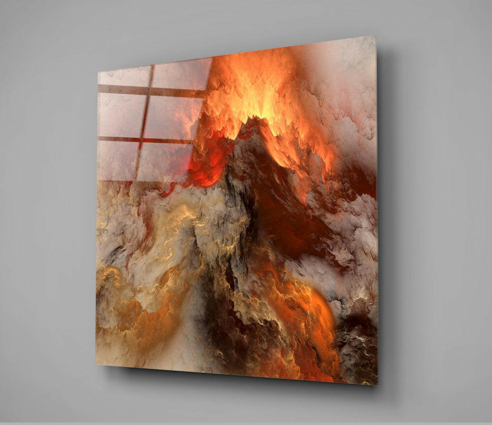 Golden Chaos Abstract Glass Wall Art - Cozy Home Life