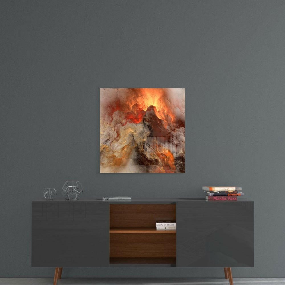 Golden Chaos Abstract Glass Wall Art - Cozy Home Life