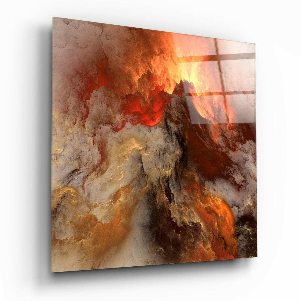 Golden Chaos Abstract Glass Wall Art - Cozy Home Life