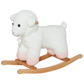 Lamb Rocking Horse Sheep, Nursery Stuffed Animal Ride On Rocker for Kids, Wooden Plush, White - Cozy Home Life