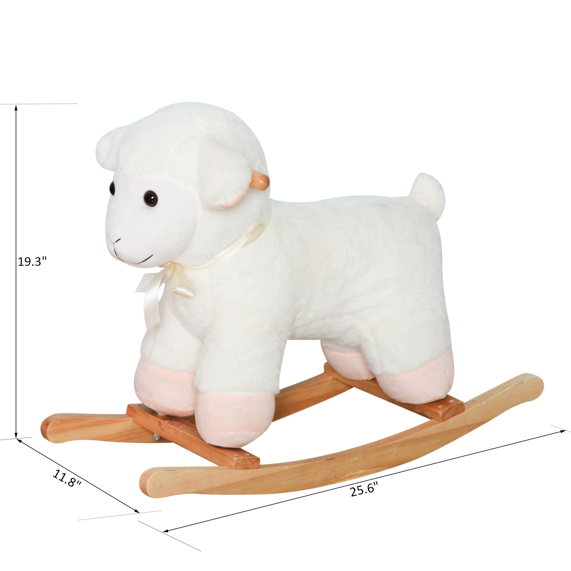 Lamb Rocking Horse Sheep, Nursery Stuffed Animal Ride On Rocker for Kids, Wooden Plush, White - Cozy Home Life