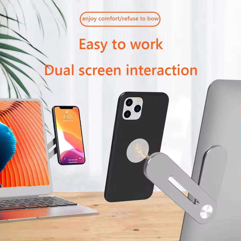 Metal Expansion Phone Stand for Laptop and Tesla Vehicles - Magnetic Folding Phone Holder with 15W Fast Charger - Cozy Home Life