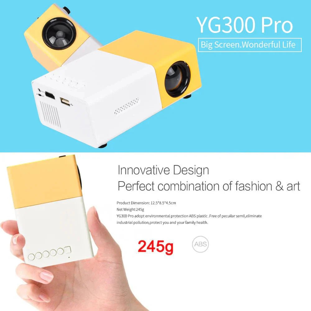 Mini Projector – 1080P Full HD Support, Portable LED Projector, 4K Video Playback, Multiple Connectivity Options - Cozy Home Life