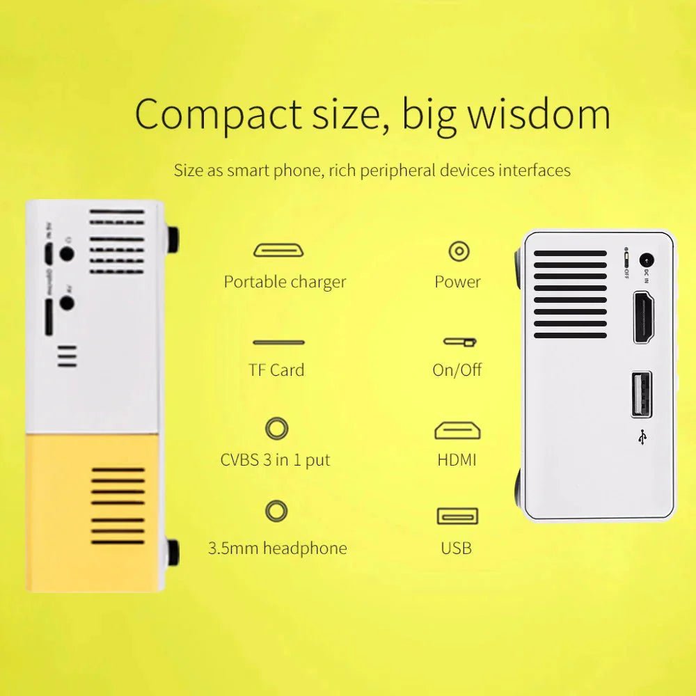 Mini Projector – 1080P Full HD Support, Portable LED Projector, 4K Video Playback, Multiple Connectivity Options - Cozy Home Life