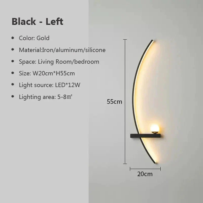 Modern LED Wall Lamp – Minimalist Art Design for Bedroom, Living Room, and Bathroom, Gold/Black - Cozy Home Life