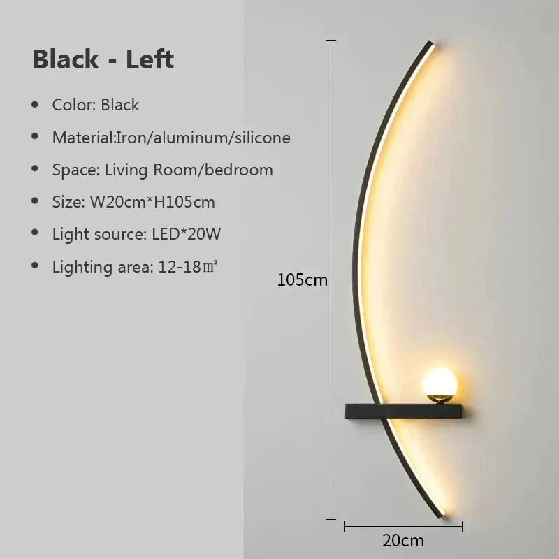 Modern LED Wall Lamp – Minimalist Art Design for Bedroom, Living Room, and Bathroom, Gold/Black - Cozy Home Life