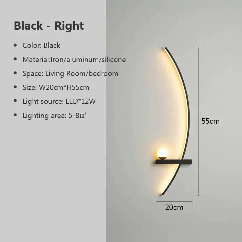 Modern LED Wall Lamp – Minimalist Art Design for Bedroom, Living Room, and Bathroom, Gold/Black - Cozy Home Life