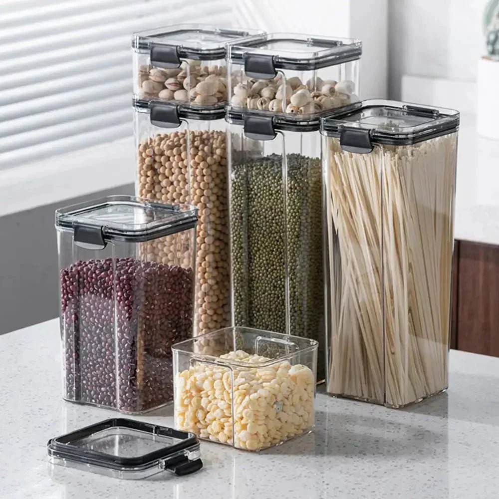 Multipurpose Food Storage Containers Set - Clear Jars with Lids for Cereal, Candy, and Dry Goods - Cozy Home Life