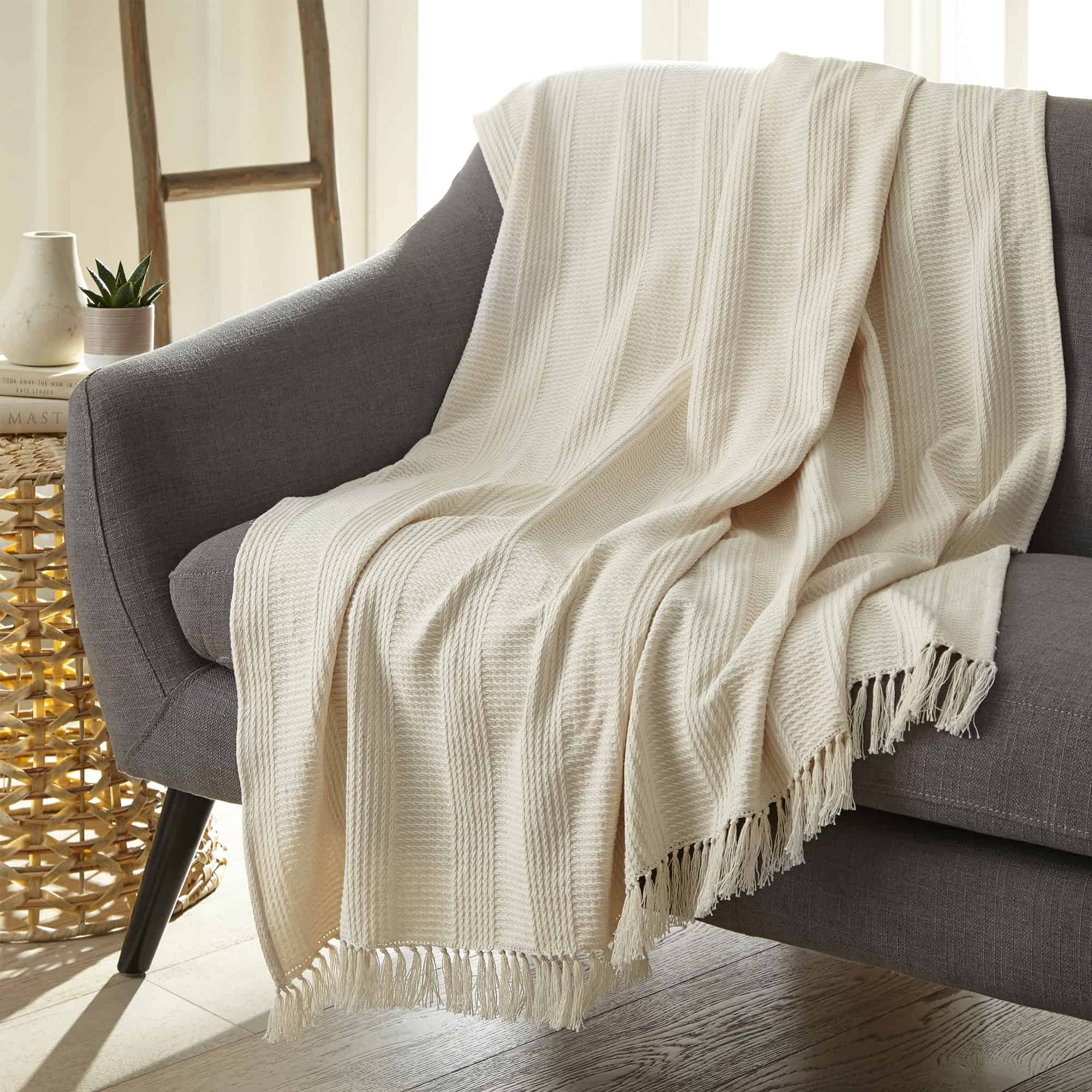 Organic Cotton Throw with Tassels - Cozy Home Life