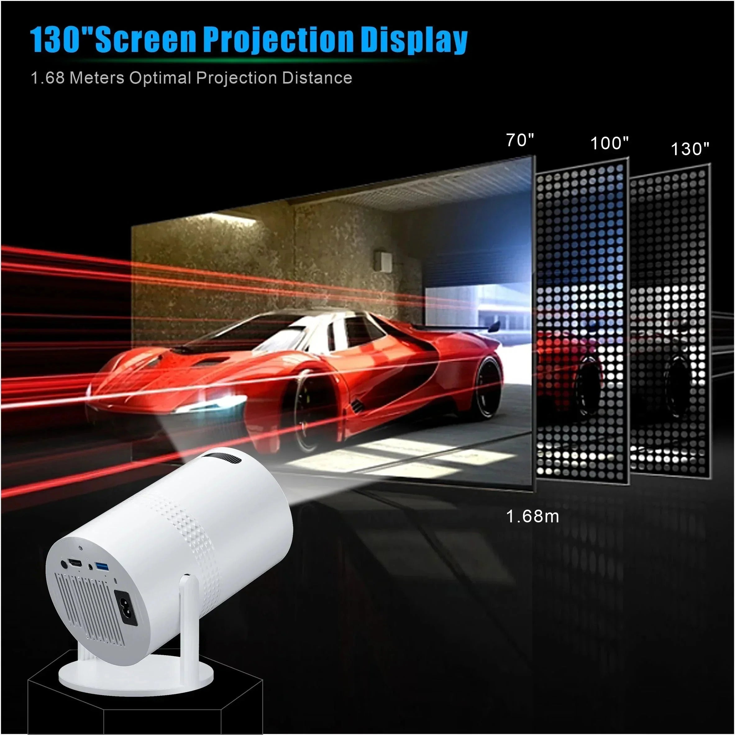 Salange P300 Mini Portable Projector - 4K 8K Video Decoding, 720P HD, Android 11, Wi - Fi, BT 5.1 - Cozy Home Life